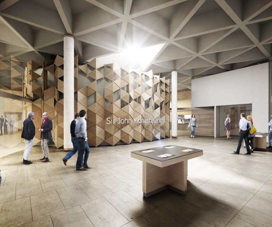 Architectural render of the inside of the Sir John Monash Centre