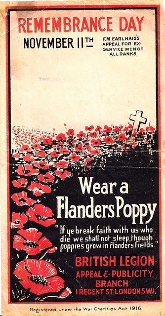 A War Charities poster from England calls on people to 'Wear a Flanders Poppy'.