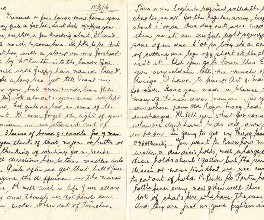 A handwritten letter from Ben Champion to his beloved Francis Niland
