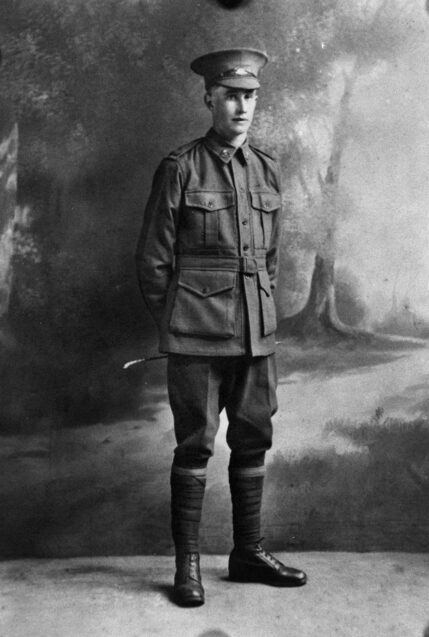 Studio portrait of 3204 Private Albert George Pegram, 55th Battalion. AWM P04810.001