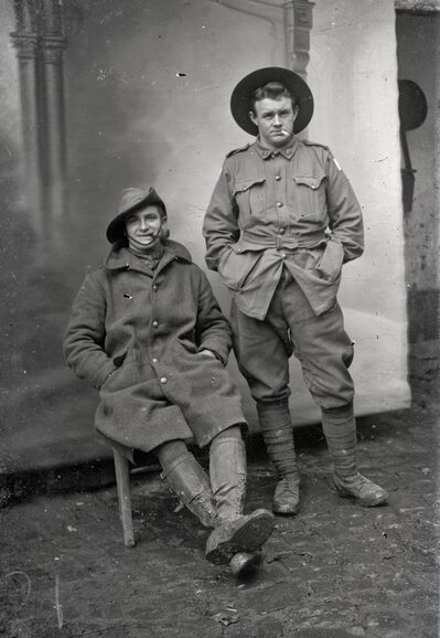 Portrait of two unidentified Australian soldiers, possibly from the 5th Division.