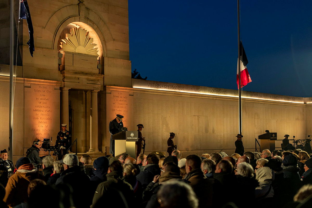 The Prefect of the Somme delivering his address during the Dawn Service.