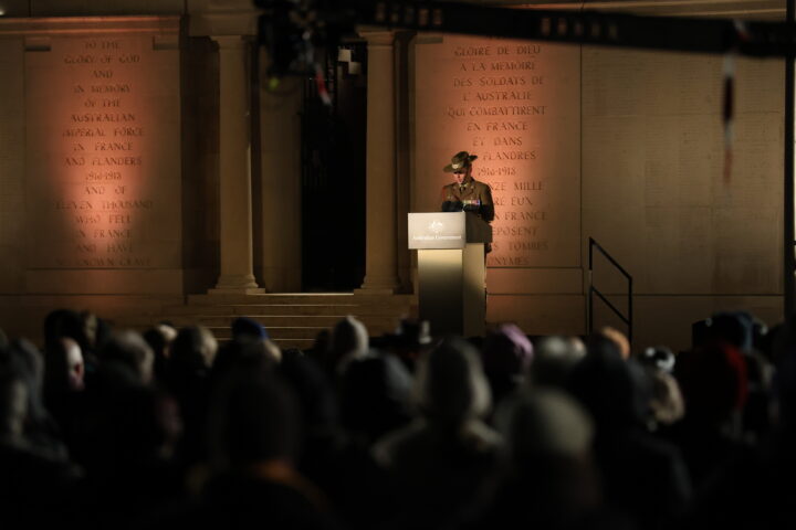Lieutenant Colonel Geoff Godkin during the Dawn Service.