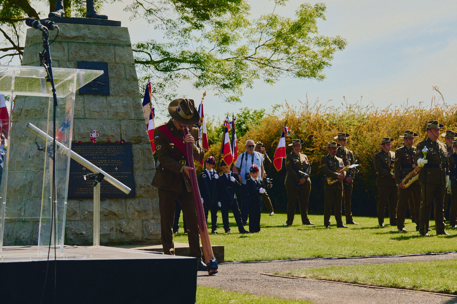 The Yidaki performance at the start of the Digger Service in Bullecourt.