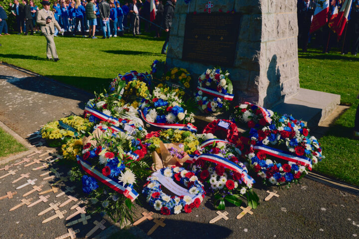 Floral tributes laid at the foot of the Digger Memorial at the end of the service.
