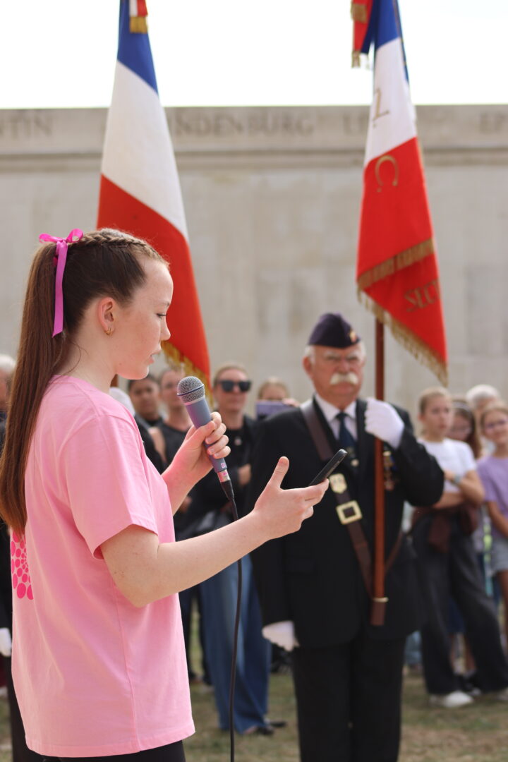 One of the singers from the Australian Girls’ Choir reciting the Ode during the ceremony